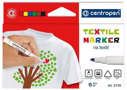 Centropen Popisovač 2739 na textil - sada 6 barev