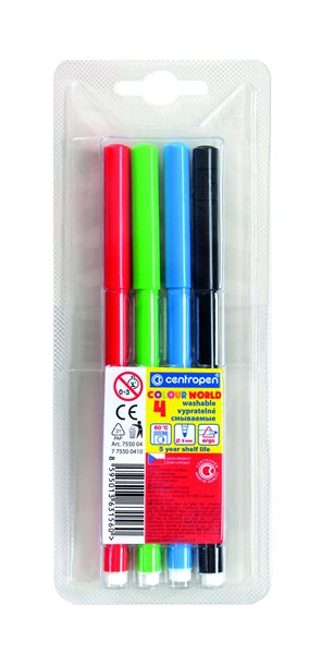 Centropen Popisovač COLOUR WORLD 7550 trojboký - sada 4 barev