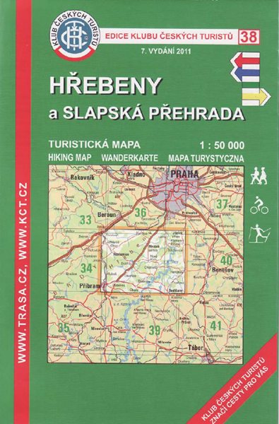 Hřebeny a Slapská přehrada - mapa KČT č.38 - 1:50t