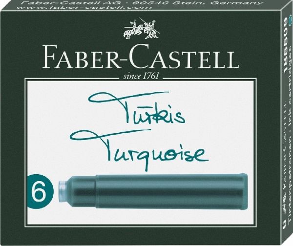 Inkoustové bombičky Faber-Castell 6 ks - tyrkysová