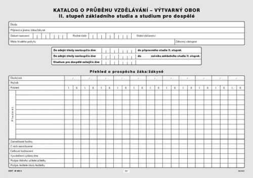 Katalog o průběhu studia pro II. stupeň - výtvarný obor - list A4