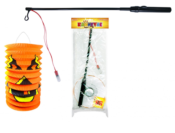 Lampion HALLOWEEN se svítící hůlkou 15 cm