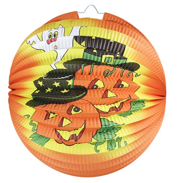 Lampion Halloween Koule oranžový