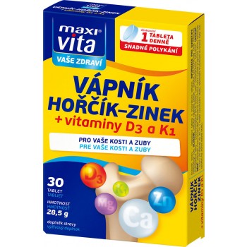 MaxiVita Vápník + hořčík + zinek + D3 + K1