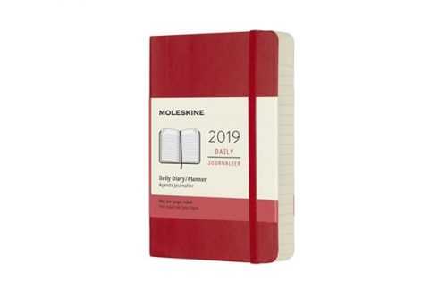 Moleskine: Diář 2019 denní měkký červený L - neuveden