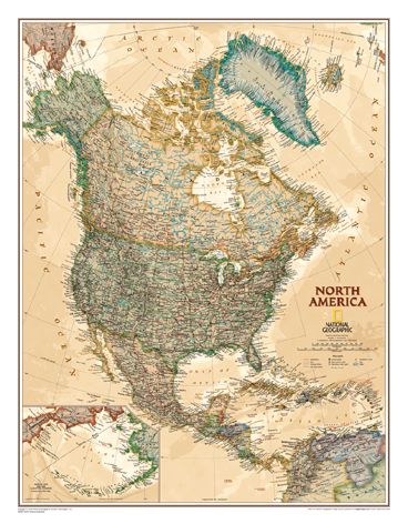 Nástěnná mapa Severní Amerika National Geographic