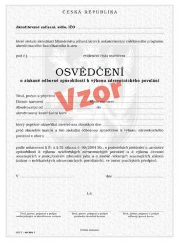 Osvědčení o získané odborné způsobilosti k výkonu zdravotnického povolání