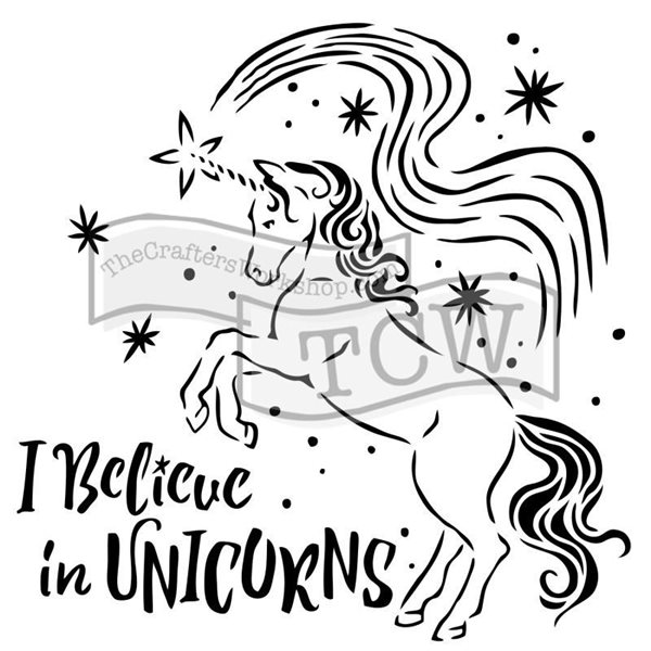 Plastová šablona - Believe in Unicorns ( 30