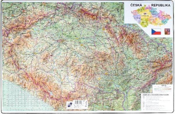 Podložka na stůl 60 × 40 cm - mapa ČR + Evropa