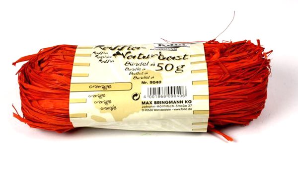 Přírodní lýko - 50 g - barva oranžová