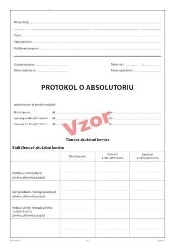 Protokol o absolutoriu (na třídu) - dvoulist A4