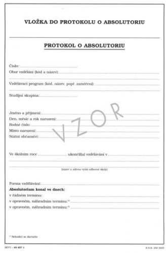 Protokol o absolutoriu (na žáka) - list A4