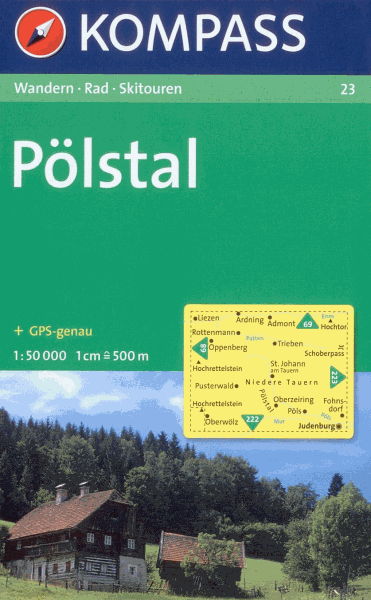 Pstal - mapa Kompass č. 23 v měřítku 1:50t /Rakousko/ - skládaná mapa