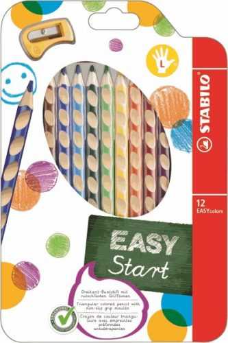 STABILO EASYcolors L Pastelky pro leváky - sada 12 barev s ořezávátkem