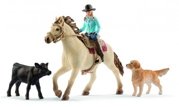 Schleich 42419 Set westernová jezdkyně se zvířátky