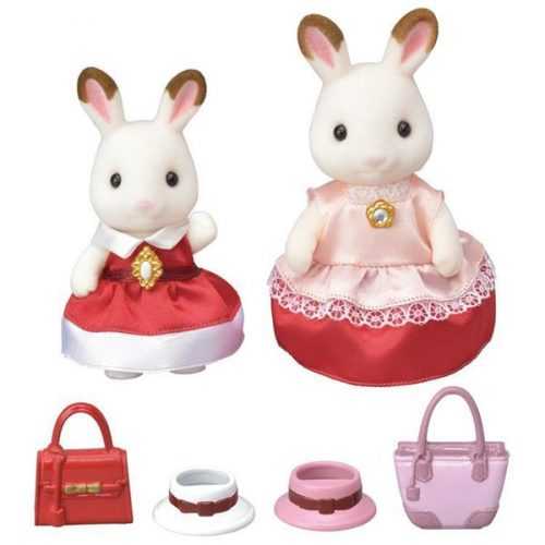 Sylvanian Families Město - chocolate 2 králičí kamarádky v elegantních šatech