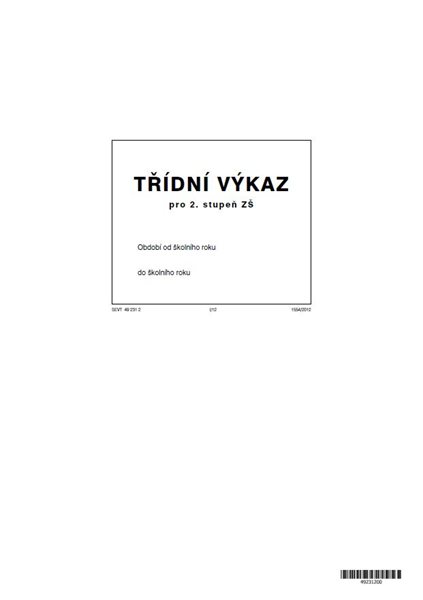 Třídní výkaz pro 2. stupeň ZŠ - sešit A4 16 str.