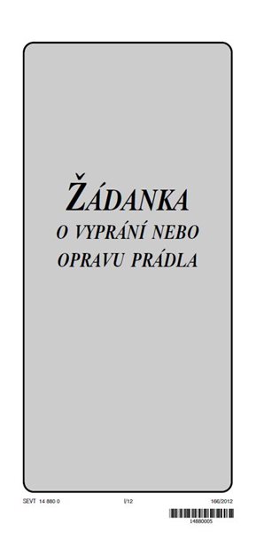 Žádanka o vyprání nebo opravu prádla - blok 105x200