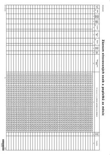 Záznam stravovaných osob a poplatků za měsíc - list A3