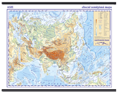 Asie -školní- obecně zeměpisná - nástěnná mapa - 1:10 000 000