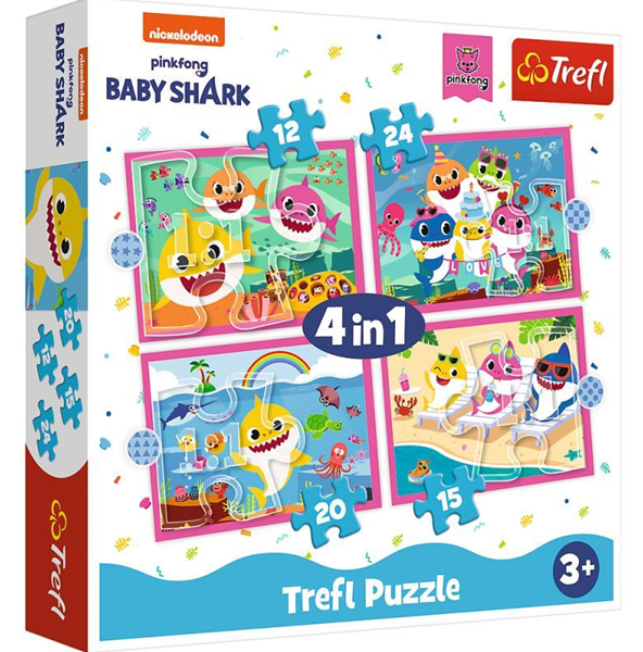 Puzzle Baby Shark - Rodina 4 v 1 (12