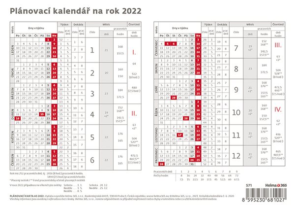 Kalendář stolní 2022 - Plánovací karta - 21