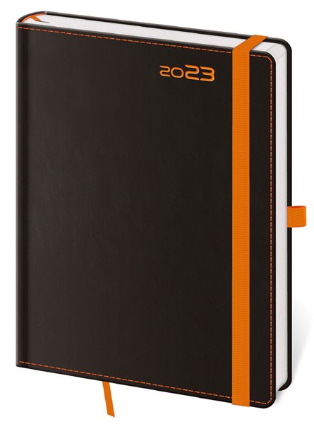 Diář 2023 týdenní B6 Black Orange s poutkem na propisku - 12 x 16