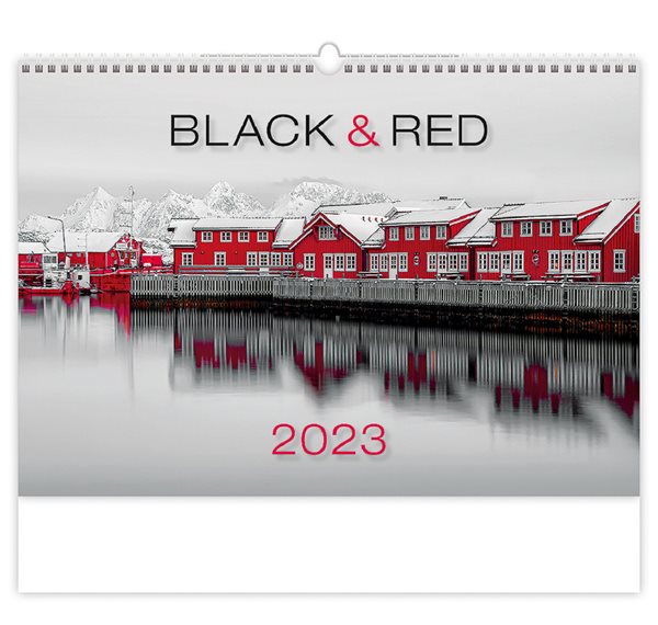 Kalendář nástěnný 2023 - Black Red - 45x31