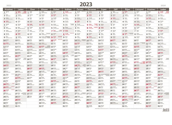 Kalendář nástěnný 2023 - Plánovací roční mapa A1 bezobrázková - 88 x 64 cm
