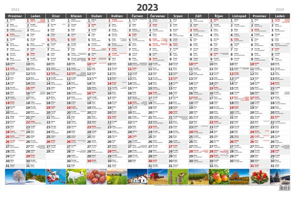 Kalendář nástěnný 2023 - Plánovací roční mapa A1 obrázková - 88 x 64 cm
