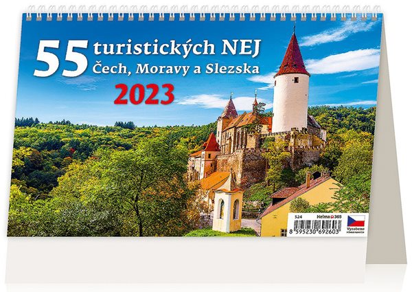 Kalendář stolní 2023 - 55 turistických nej Čech