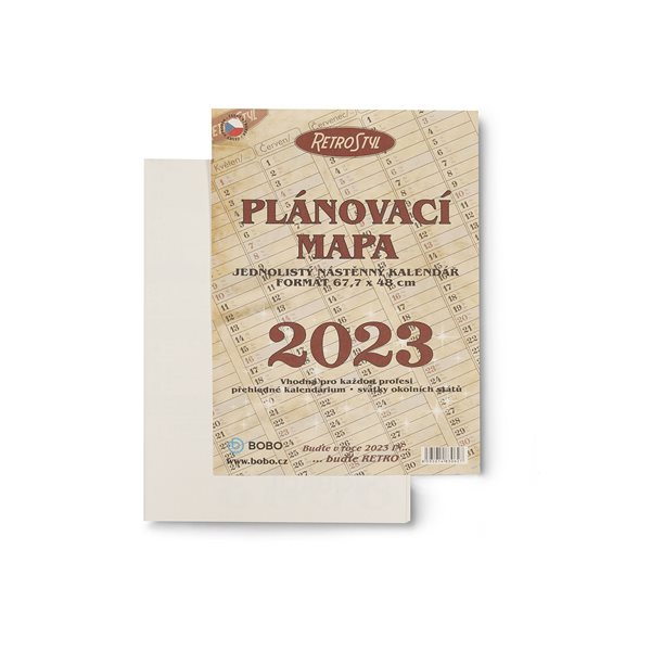 BOBO Plánovací roční mapa 2023 Retro 68 × 48 cm