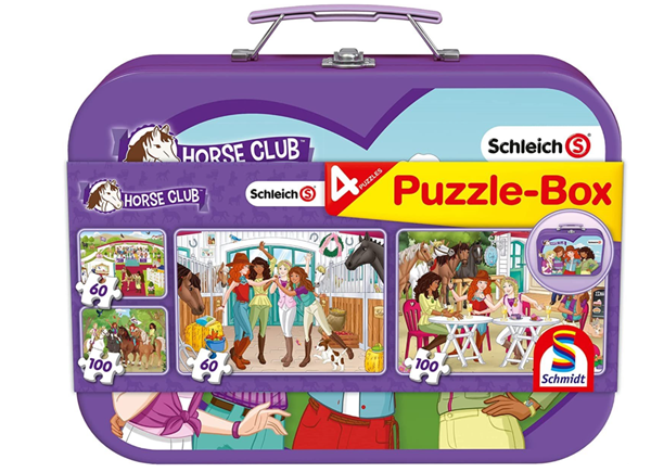 Puzzle Schleich - Horse Club 4 v 1 v plechovém kufříku