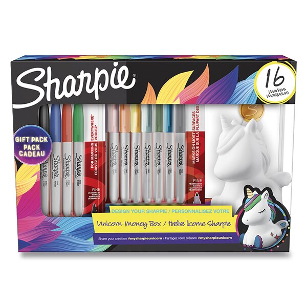 Sada Sharpie popisovačů s kasičkou unicorn - sada 16 ks