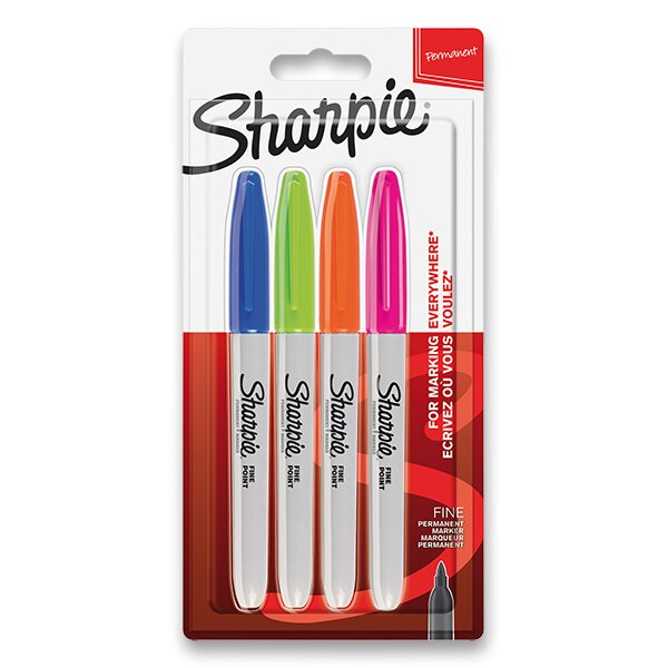 Sharpie fine permanentní popisovač - sada 4 barev - doplňkové barvy