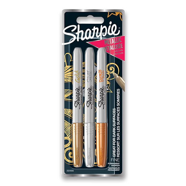 Sharpie permanentní popisovač Metalic fine - sada 3 ks - metalické barvy