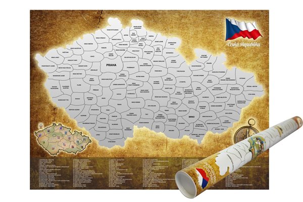 Stírací mapa České Republiky - 120 míst k odkrytí - 80x60 cm