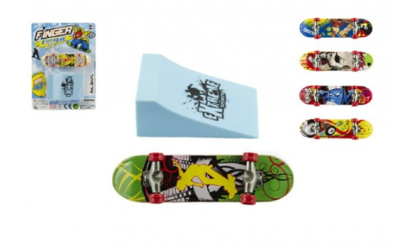 Skateboard prstový s rampou plast 10 cm