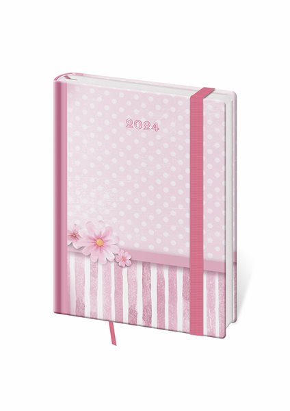 Diář 2024 denní B6 Vario s gumičkou - pink - 12 x 16