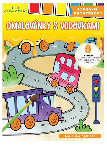 Omalovánky s vodovkami CONCORDE Dopravní prostředky A4