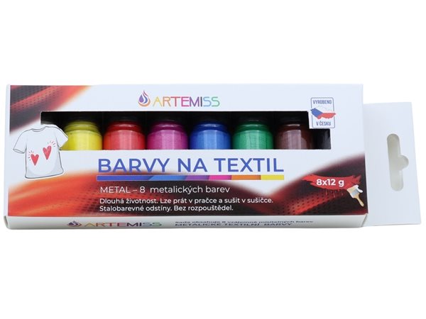 Sada barev na tmavý textil 8 x 12 g METAL