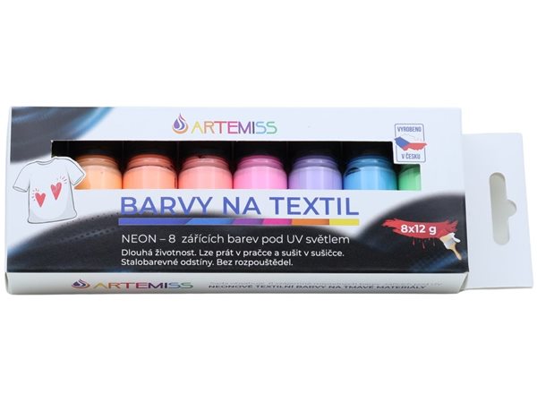 Sada barev na tmavý textil 8 x 12 g NEON