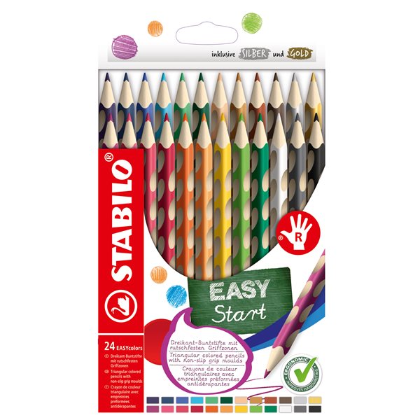 STABILO EASYcolors P Pastelky pro praváky - sada 24 barev