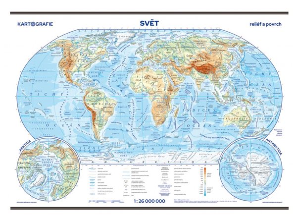 Svět – reliéf a povrch – školní nástěnná mapa