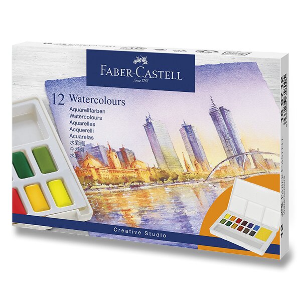 Akvarelové barvy Faber-Castell s paletkou