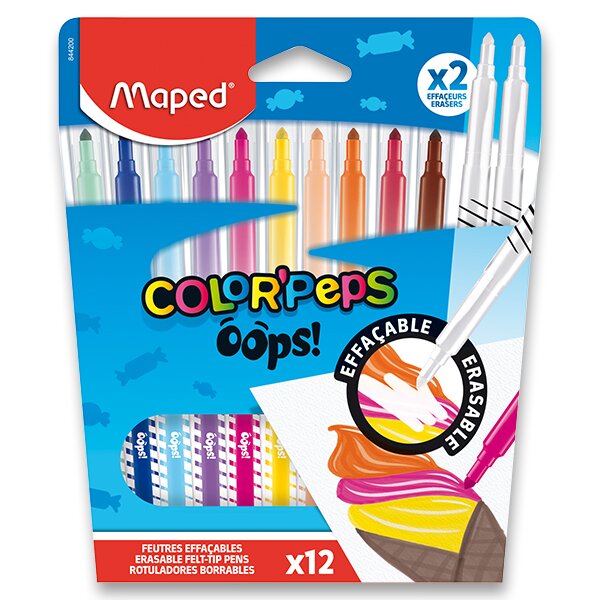 Dětské fixy Maped Color'Peps Oops - sada 12 barev + 2 zmizíky