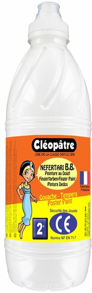 Prstová barva - tempera NEFERTARI BABY 1 Kg Bílá