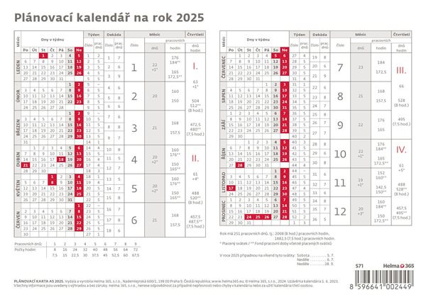 Kalendář stolní 2025 - Plánovací karta - 21