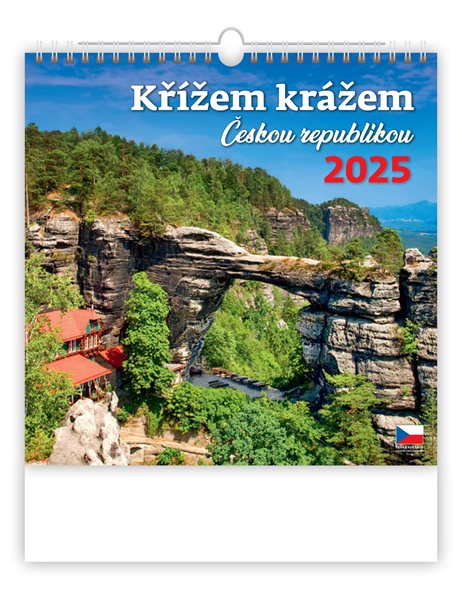 Kalendář nástěnný 2025 - Křížem krážem Českou republikou - 30x30 cm