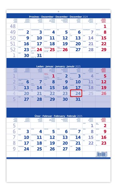 Kalendář nástěnný 2025 - Tříměsíční modrý - 31